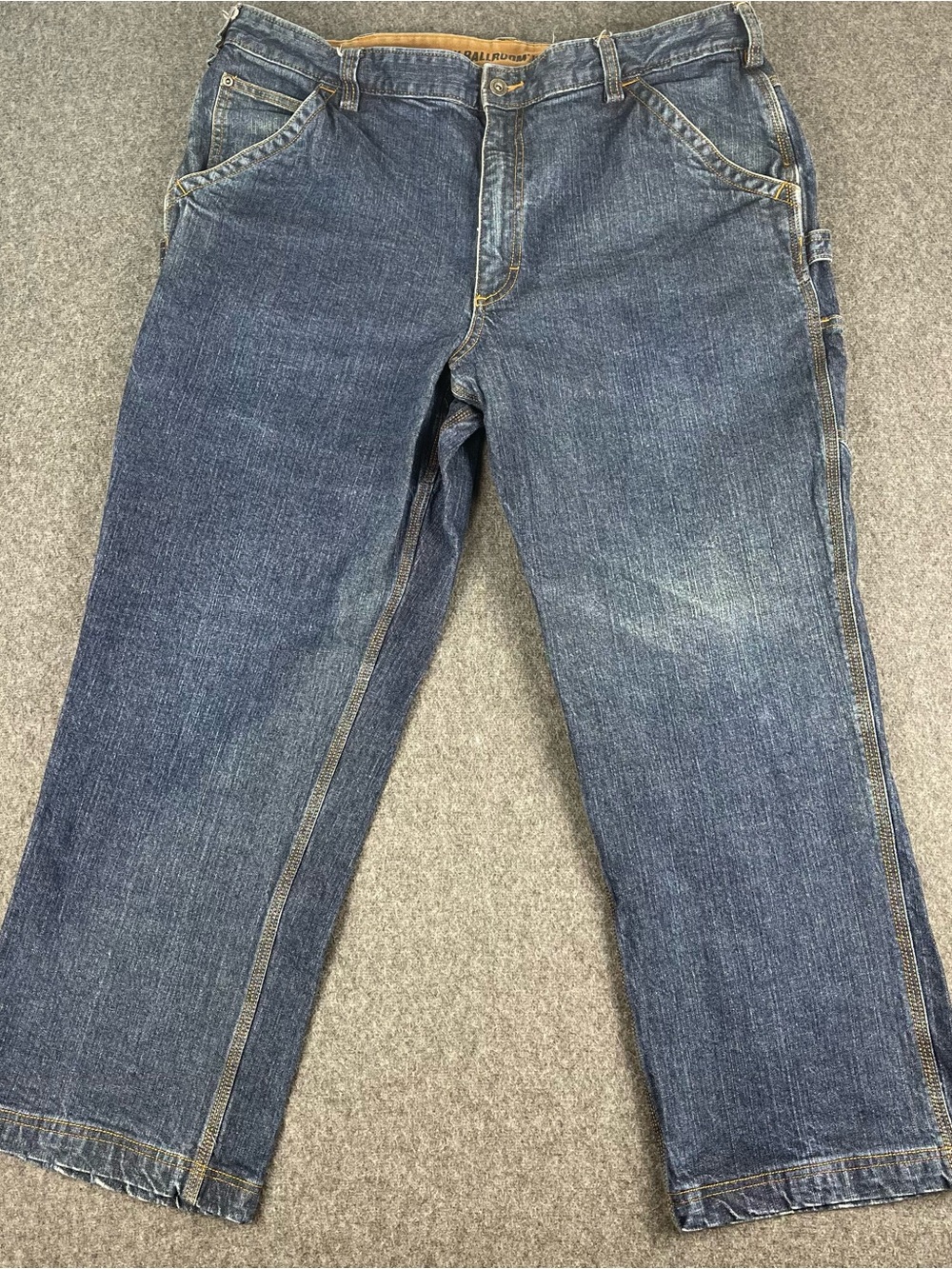 Duluth Trading Flex Ballroom Jeans Men 40x29 Carpenter Work Utility Denim Blue